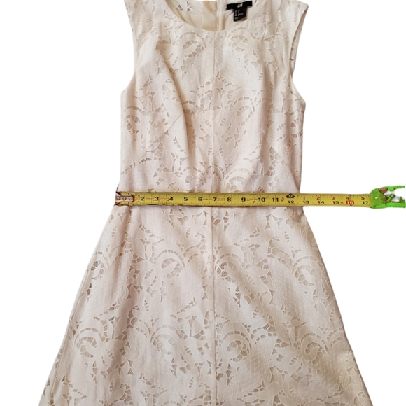 H&M SZ 4 Cream White Lace Overlay Midi Dress - Picture 6 of 8